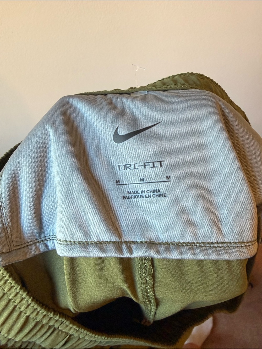 Nike Olive Green Track Pants with White Swoosh - Picture 5 of 6